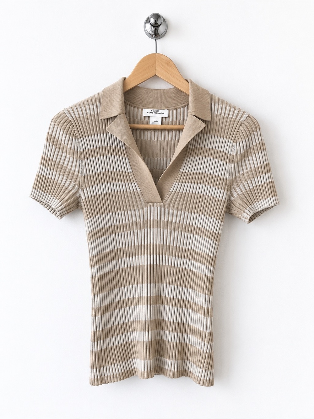 CLUB MONACO Ribbed Johnny Collar Sweater
